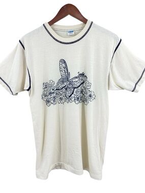 CHAMPION Vintage Single Stitch Butterfly Trinity T Shirt Oversized Graphic